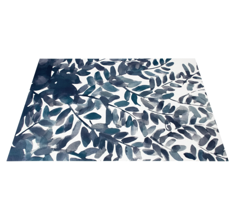 Vinyl teppich blumen blaues aquarell blattmuster - TenStickers