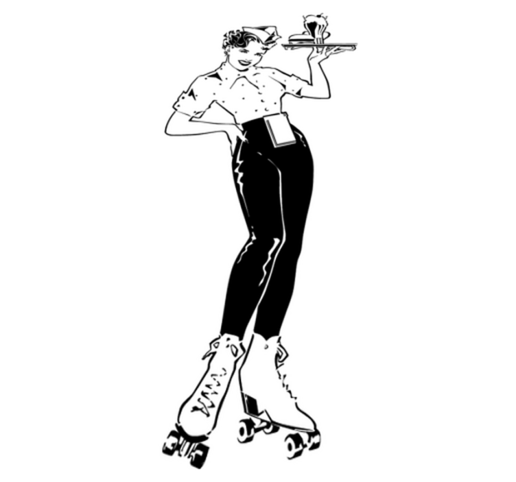 Vinyl teppich küche im vintage kellnerin stil - TenStickers