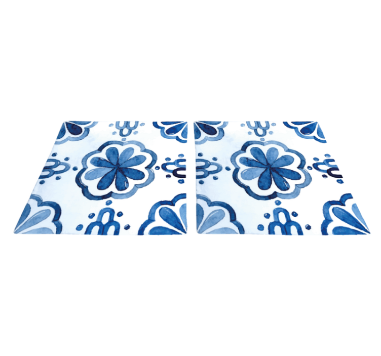 Vinyl teppich esszimmer mit floralen zementfliesen-mustern - TenStickers