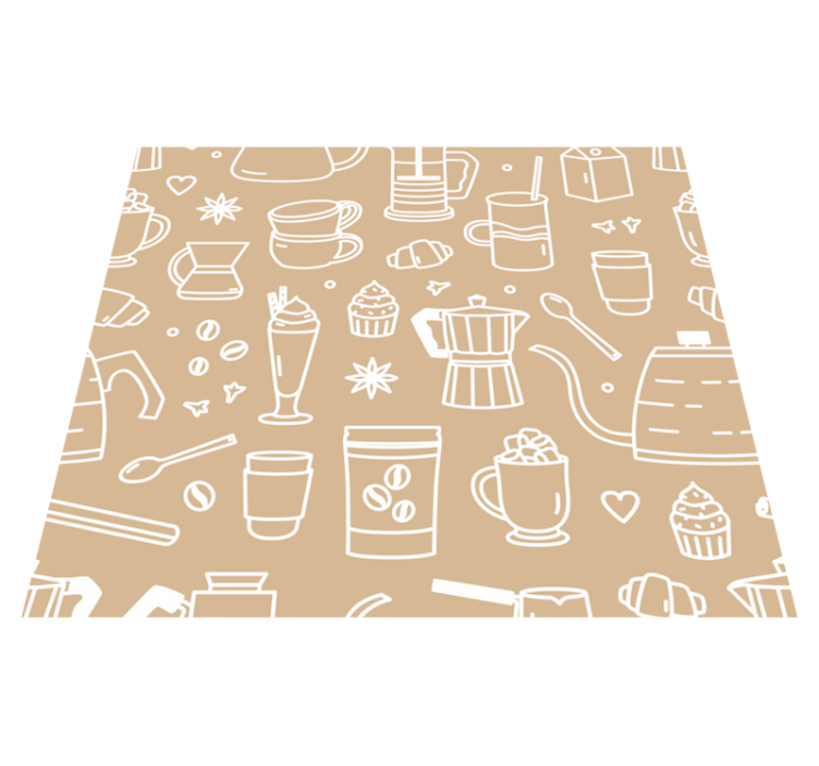 Vinyl teppich küche mit muster von tassen und gläsern - TenStickers