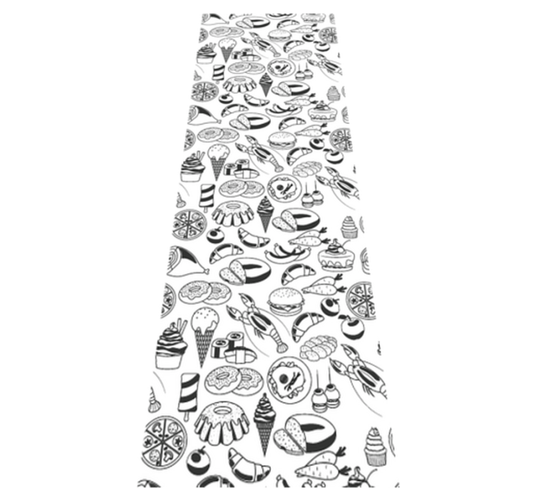 Vinyl teppich küche mit essensdoodle-muster - TenStickers