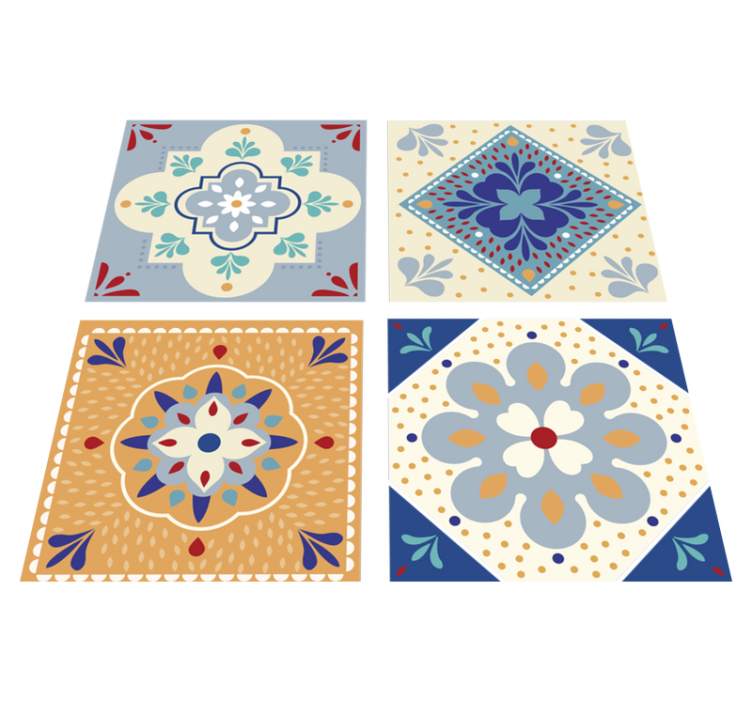 Vinyl teppich bad in bunter farbpalette - TenStickers