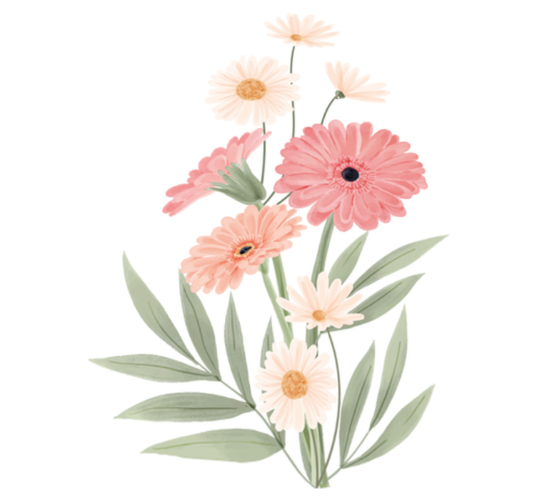 Vinyl teppich bad mit pinken gänseblümchen - TenStickers