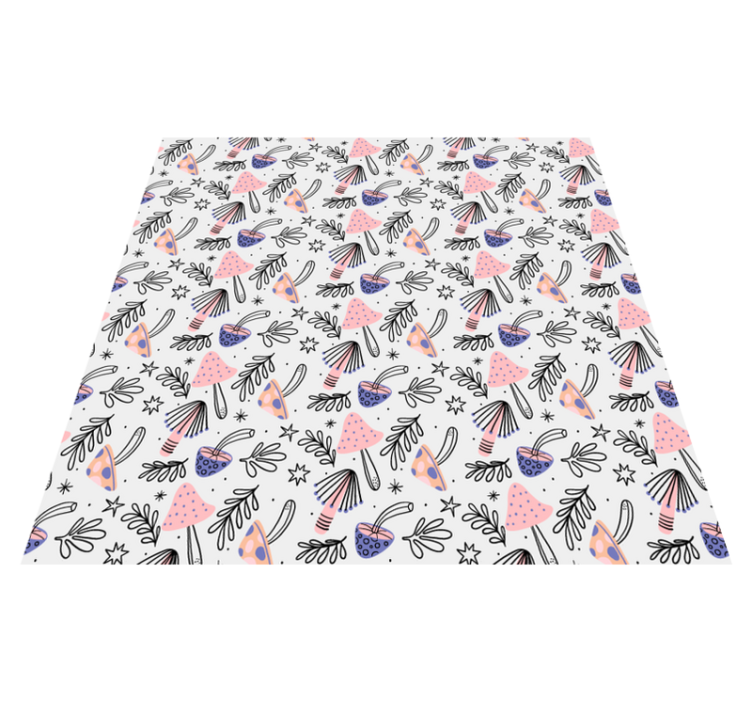 Vinyl teppich blumen klassische pilze und blumen - TenStickers