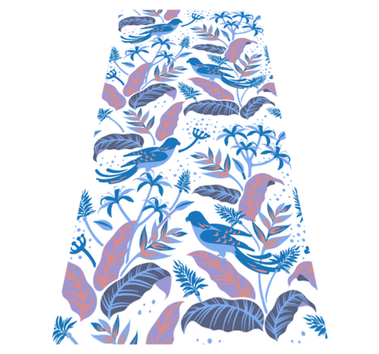 Vinyl teppich blumen mit blauen und rosa vögeln - TenStickers