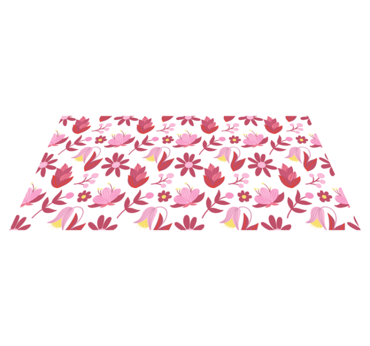 Vinyl teppich blumen in rot polnischer volkskunst - TenStickers