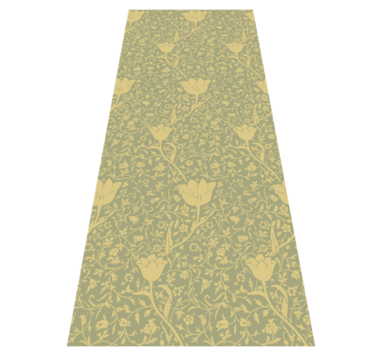 Vinyl teppich blumen in goldgrünem, zartem muster - TenStickers