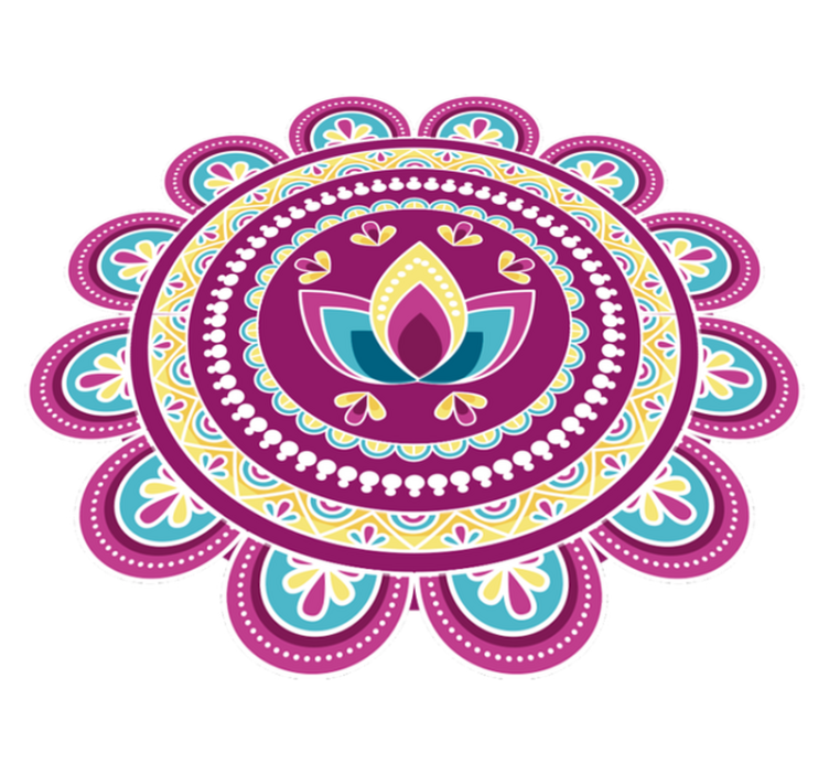 Vinyl teppich blumen buntes lotus mandala - TenStickers