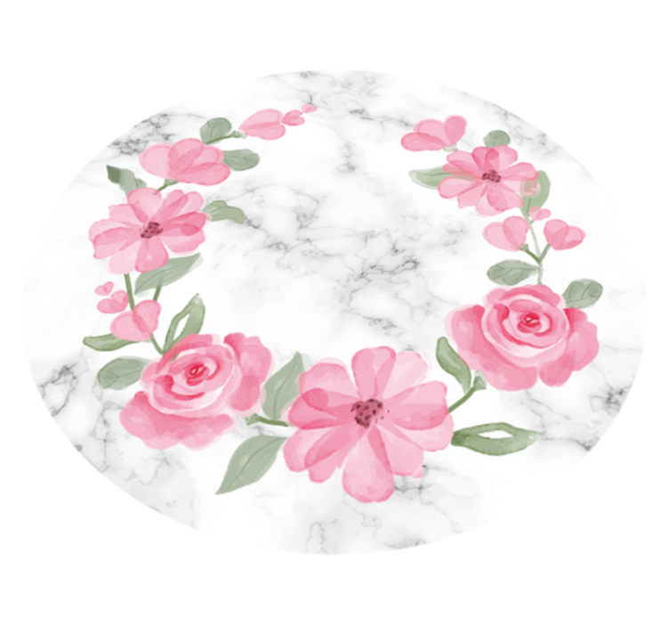 Vinyl teppich blumen mit marmorblütenkranz - TenStickers