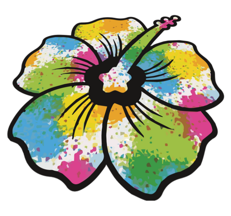 Vinyl teppich blumen bunte hibiskusblüte - TenStickers