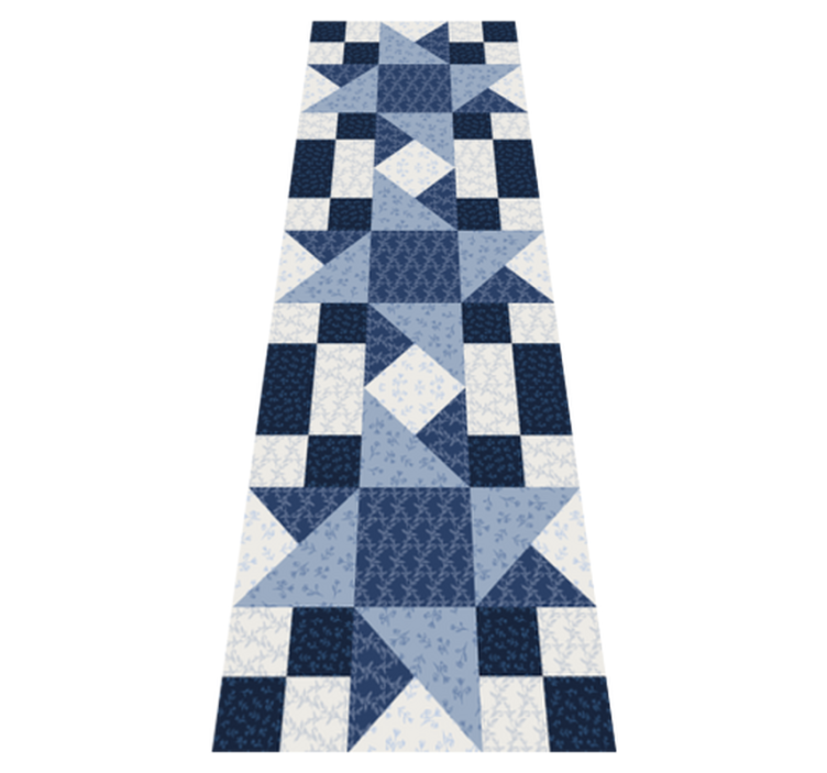Vinyl teppich geometrisch patchwork blau stern dreieck - TenStickers