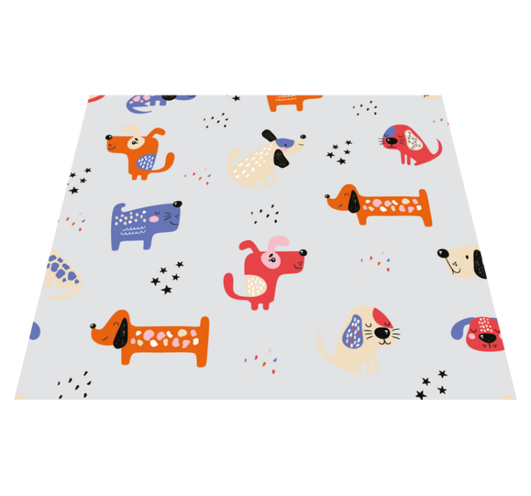Vinyl teppich schlafzimmer mit illustrierten hunden - TenStickers