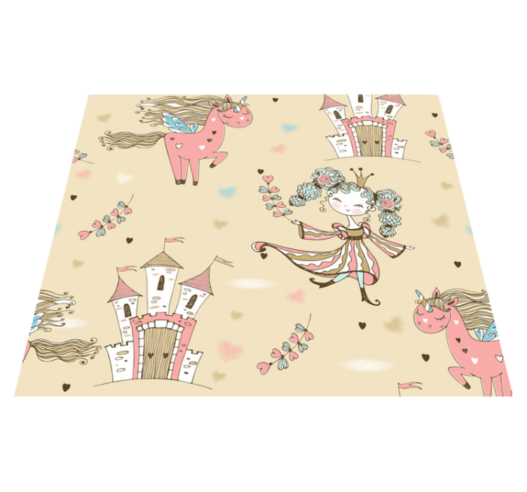 Vinyl teppich schlafzimmer einhorn schloss und prinzessin - TenStickers