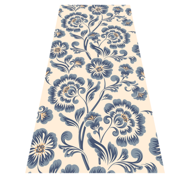 Vinyl teppich schlafzimmer im floralen blauen vintage stil - TenStickers