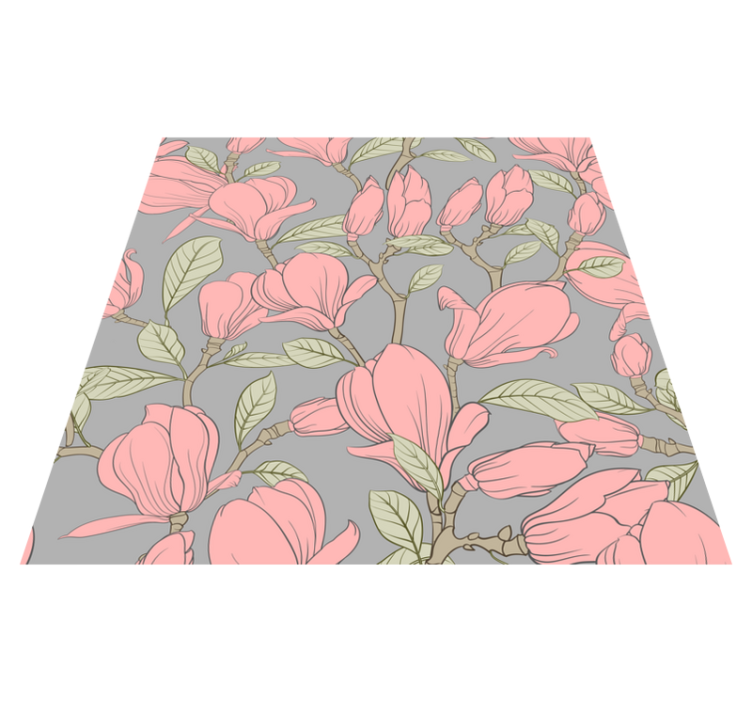 Vinyl teppich schlafzimmer mit rosa blumen und blättern - TenStickers