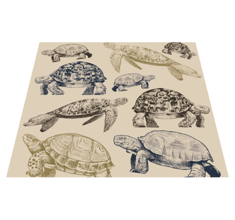 Vinyl teppich schlafzimmer schildkröten auf beigem grund - TenStickers