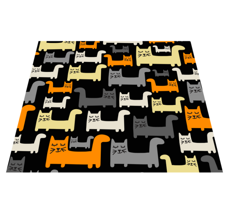 Vinyl teppich schlafzimmer mit bunten geometrischen katzen - TenStickers