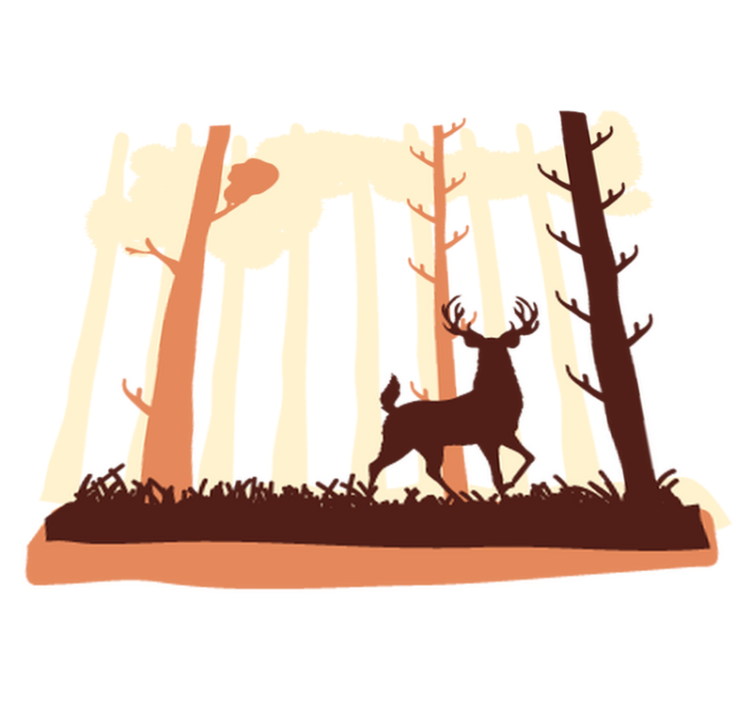 Vinyl teppich natur braun wald und rehe - TenStickers