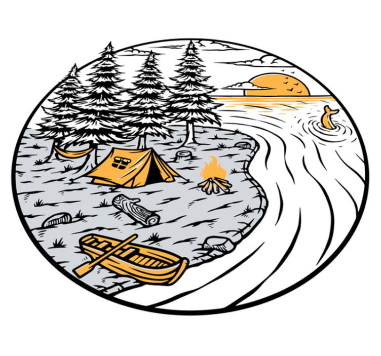 Vinyl teppich natur wohnmobil gelb landschaft emblem - TenStickers