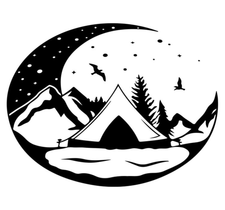 Vinyl teppich natur berge und mondnacht - TenStickers