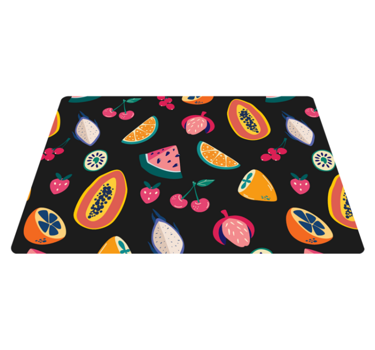 Vinyl teppich natur mit bunten früchten auf schwarz - TenStickers