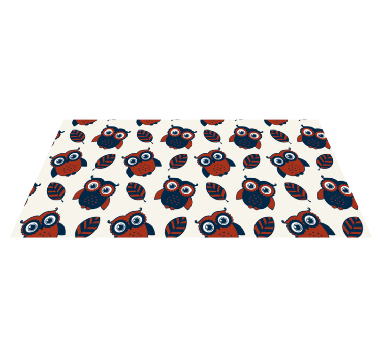 Vinyl teppich natur mit blau-rotem eulenmuster - TenStickers