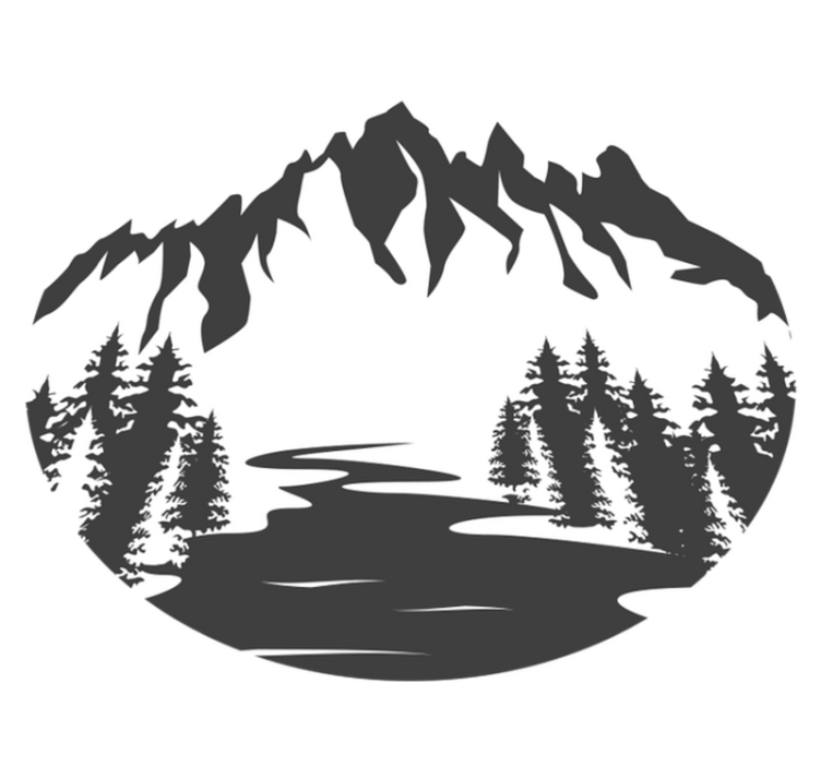 Vinyl teppich natur mit berglandschaft silhouette - TenStickers