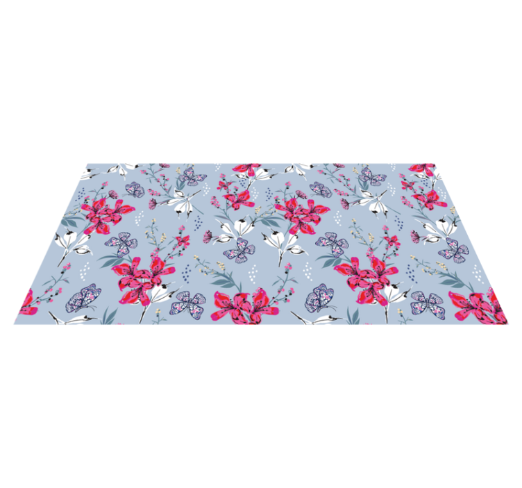 Vinyl teppich natur mit floralem schmetterlingsmuster - TenStickers