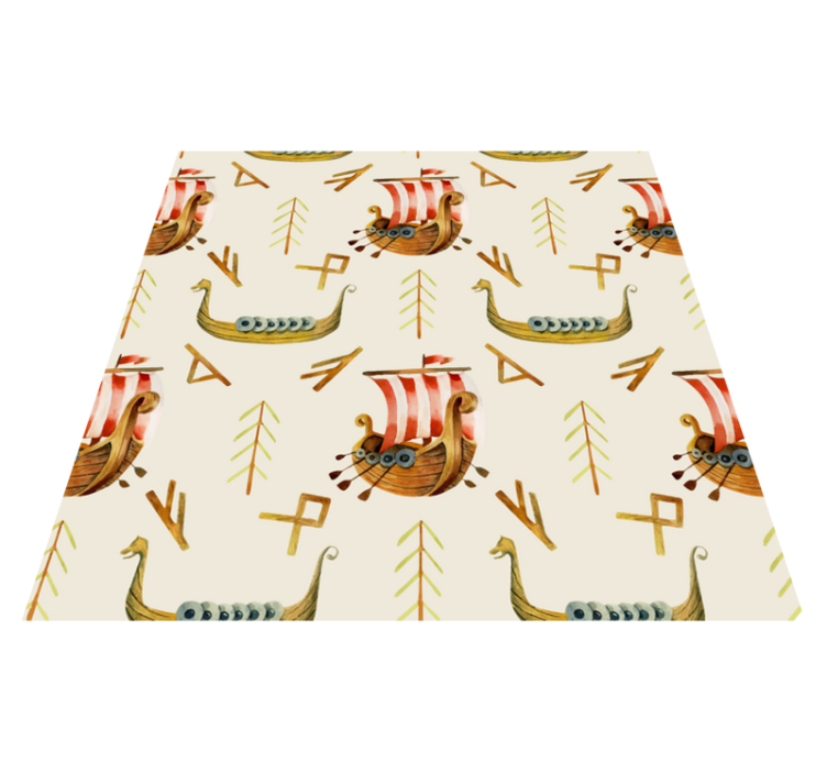 Vinyl teppich natur mit wikingerschiff muster - TenStickers
