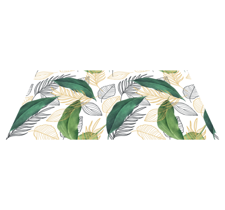 Vinyl teppich blumen mit grünen und goldenen blättern - TenStickers