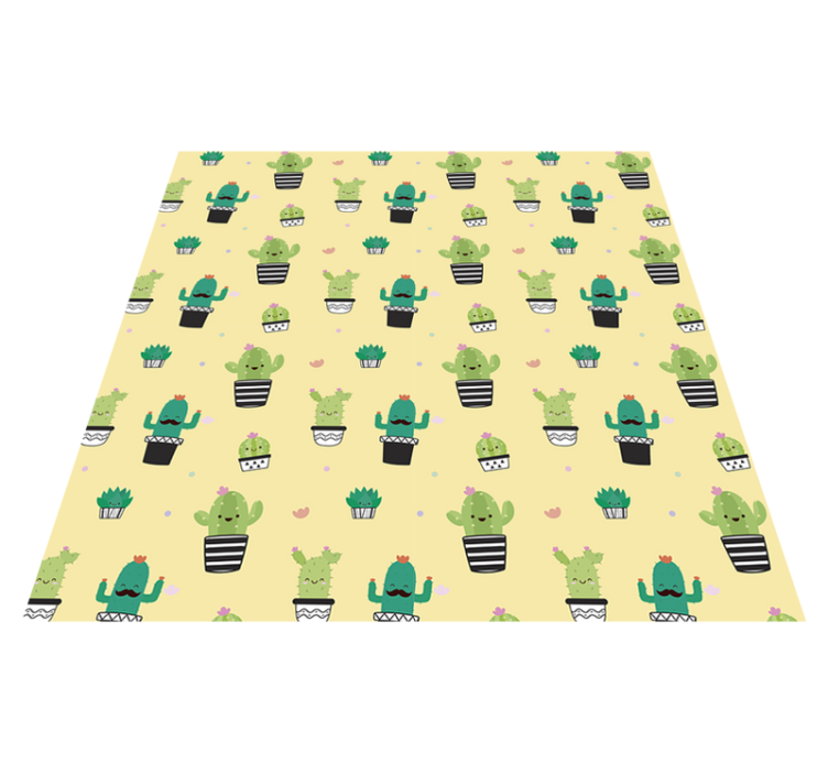 Vinyl teppich blumen mit kaktus zeichnung muster - TenStickers
