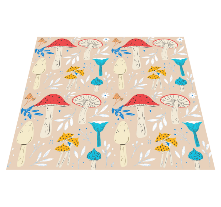 Vinyl teppich blumen mit klassischem pilzdesign beige - TenStickers