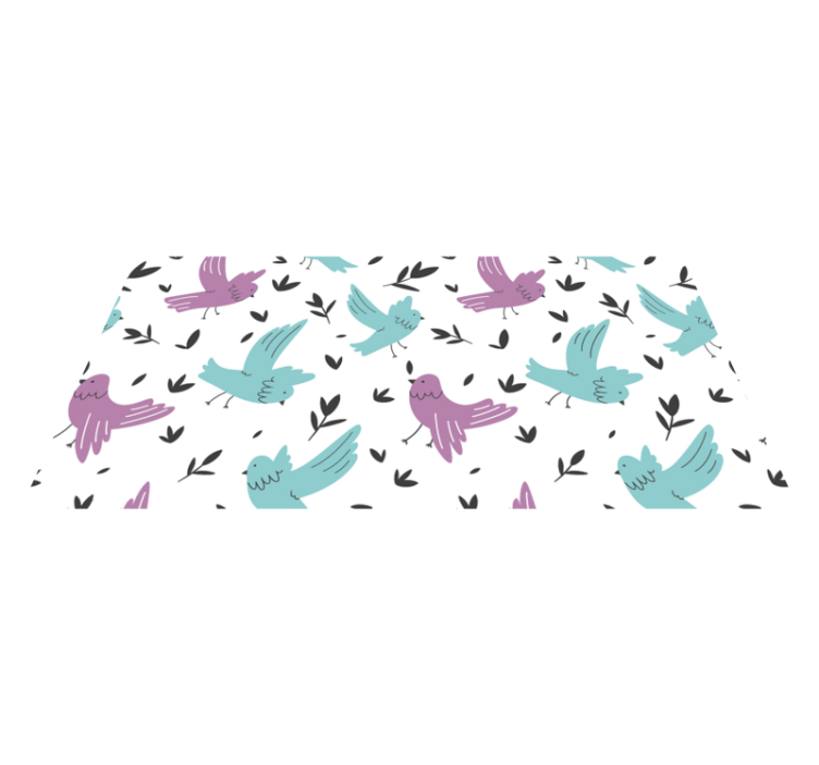 Vinyl teppich blumen mit blauen und lila vögeln - TenStickers