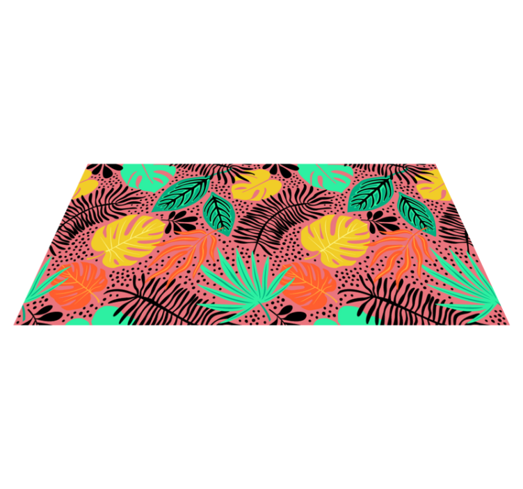 Vinyl teppich blumen mit lebhaften blattmotiven - TenStickers