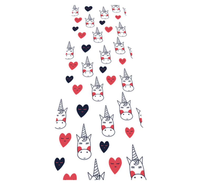 Vinyl teppich schlafzimmer einhornmuster mit herzen - TenStickers
