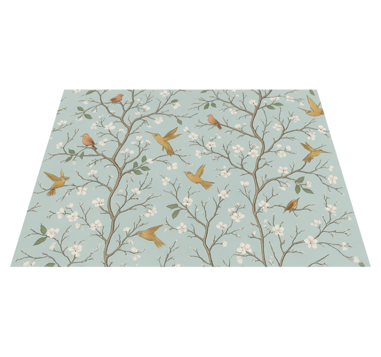 Vinyl teppich schlafzimmer elegante frühlingsblüten - TenStickers