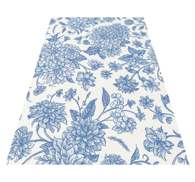 Vinyl teppich schlafzimmer blaue dahlie floral - TenStickers