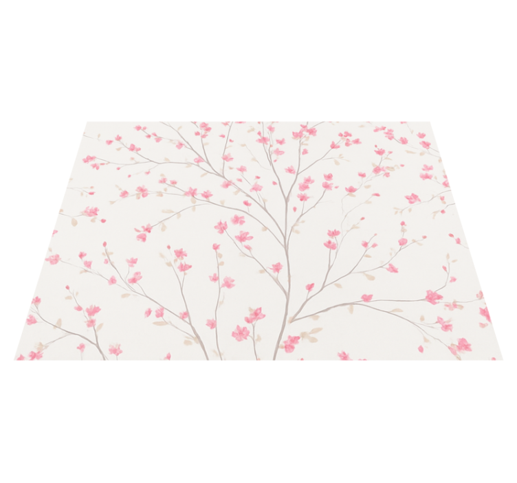 Vinyl teppich schlafzimmer baum mit kleinen rosa blumen - TenStickers