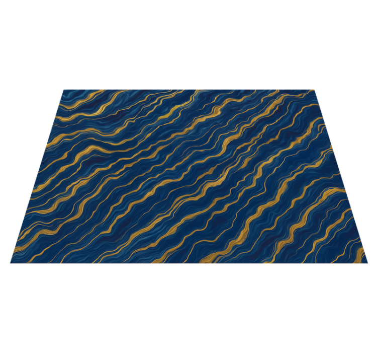 Vinyl teppich schlafzimmer in blau und gold marmor-effekt - TenStickers