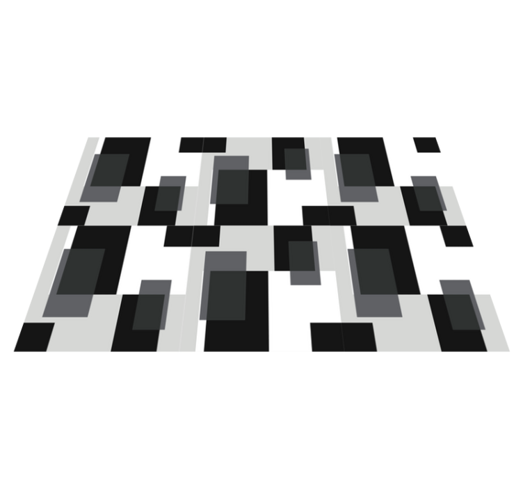 Vinyl teppich geometrisch in schwarz-weiß farbblöcken - TenStickers