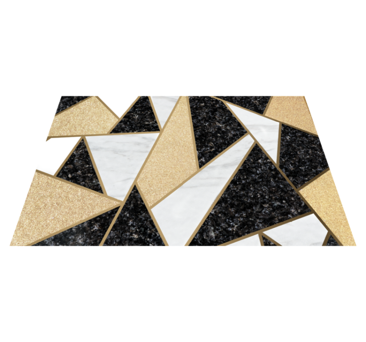 Vinyl teppich geometrisch in marmor schwarz und weiß - TenStickers