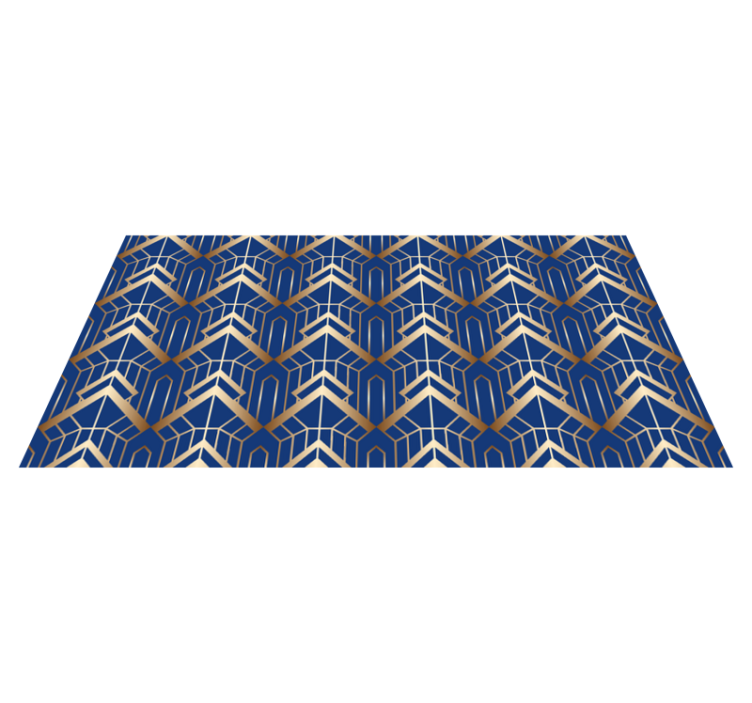 Vinyl teppich geometrisch modernes blau und goldenes muster - TenStickers