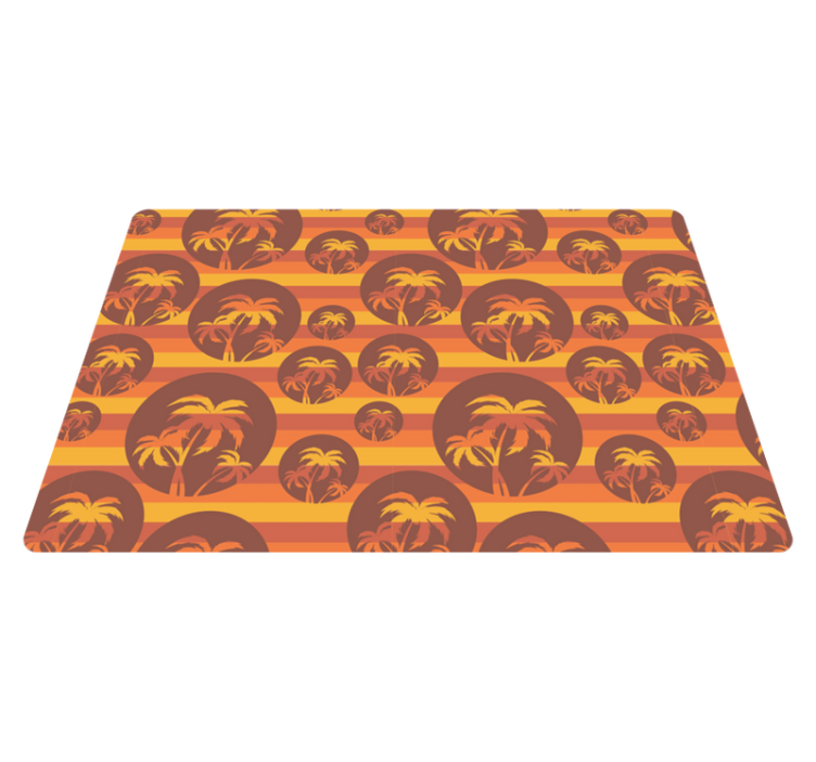 Vinyl teppich geometrisch retro sonnenuntergang palmen - TenStickers