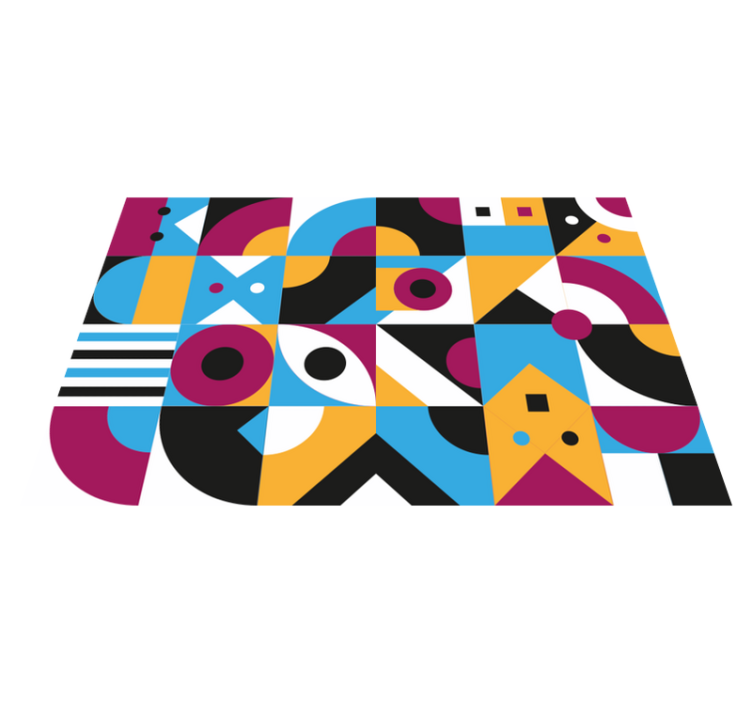 Vinyl teppich geometrisch in bunten formen - TenStickers
