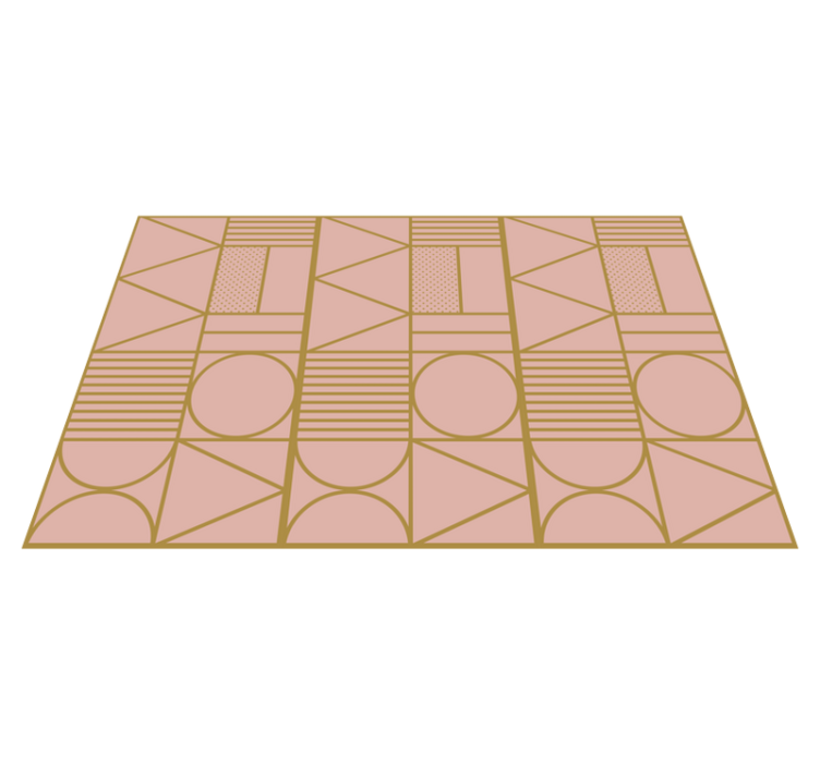 Vinyl teppich geometrisch in gold und rosa block - TenStickers