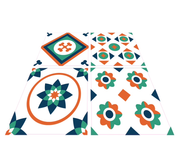 Vinyl teppich geometrisch mit geometrischen fliesen - TenStickers