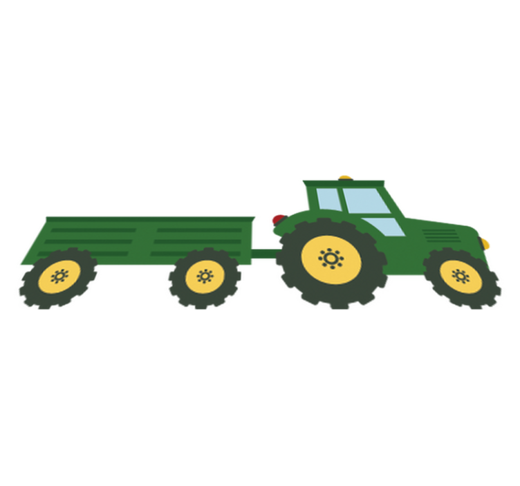 Vinyl teppich kinderzimmer grüner traktor und wagen - TenStickers