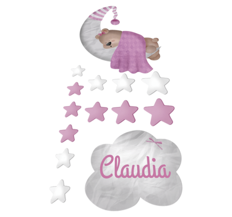 Vinyl teppich kinderzimmer wolkenbär mit namen - TenStickers