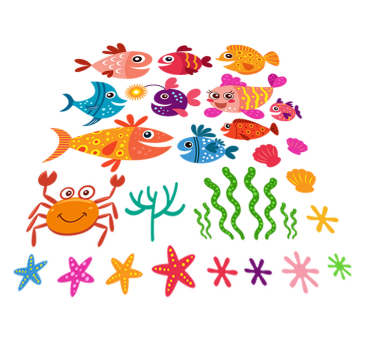 Vinyl teppich kinderzimmer bunte babyfische - TenStickers