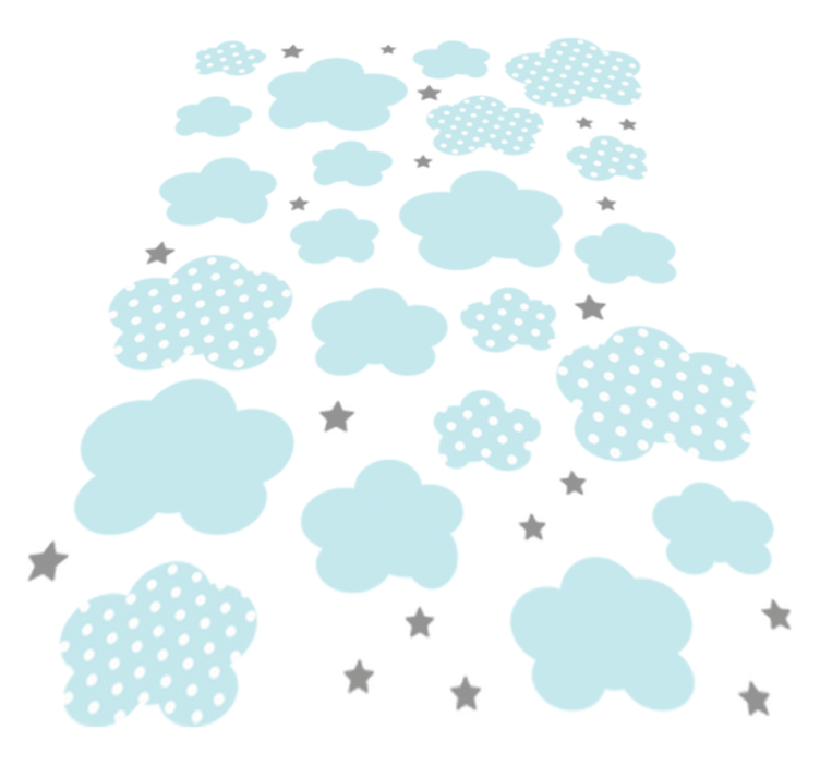 Vinyl teppich kinderzimmer blaue wolken und graue sterne - TenStickers